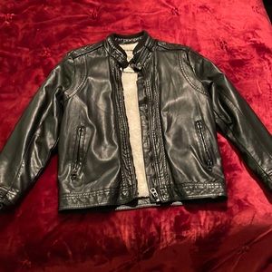 Zara kids - leather bomber jacket fleece / fur lined
